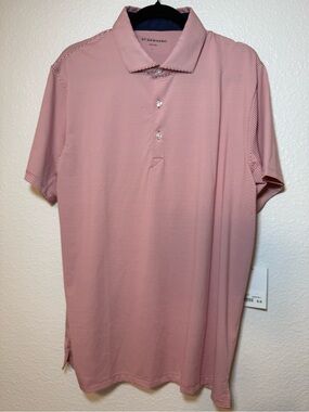 Saint Bernard  Men's Rosewood/Snow Micro-Stripe Polo